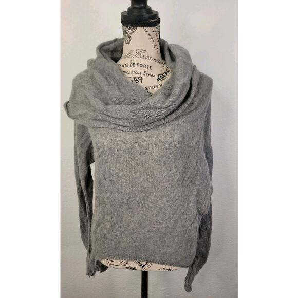 RED SAKS FIFTH AVENUE Sweater Womens XS 100% Cashmere Cowl Neck High Low Sheer - Picture 2 of 11